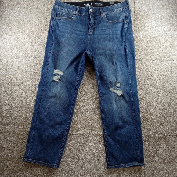 Torrid Jeans Womens 20 Short Blue Bombshell Straight Premium Stretch Distressed - Picture 1 of 10